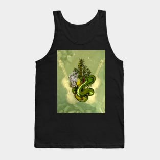 Wonderful violin with awesome snake and flowers Tank Top